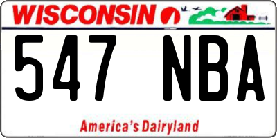 WI license plate 547NBA