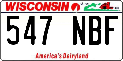 WI license plate 547NBF