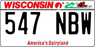 WI license plate 547NBW