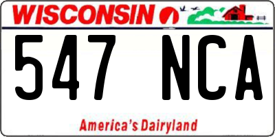 WI license plate 547NCA