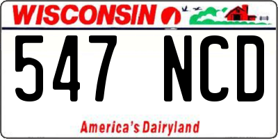 WI license plate 547NCD