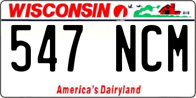 WI license plate 547NCM