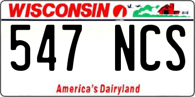 WI license plate 547NCS