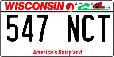 WI license plate 547NCT