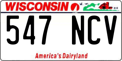 WI license plate 547NCV