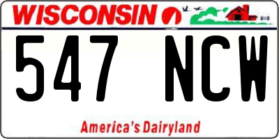 WI license plate 547NCW