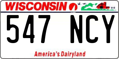 WI license plate 547NCY