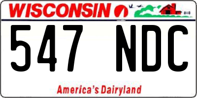 WI license plate 547NDC