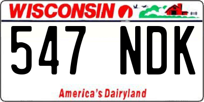WI license plate 547NDK