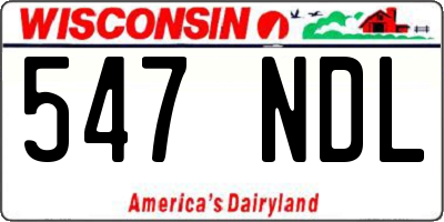 WI license plate 547NDL