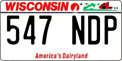 WI license plate 547NDP
