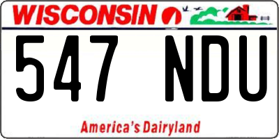 WI license plate 547NDU