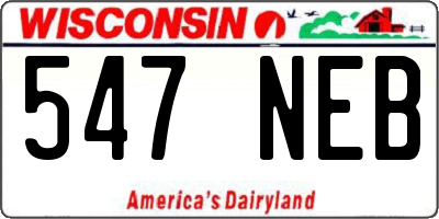 WI license plate 547NEB