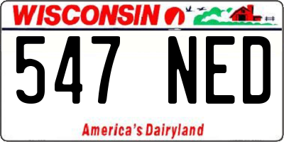 WI license plate 547NED