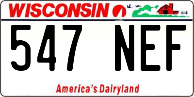 WI license plate 547NEF