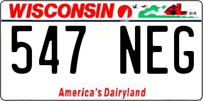 WI license plate 547NEG