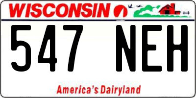 WI license plate 547NEH