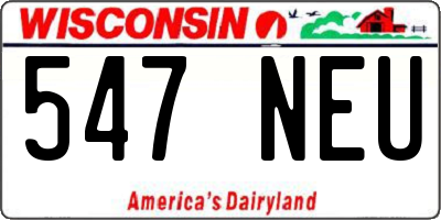 WI license plate 547NEU