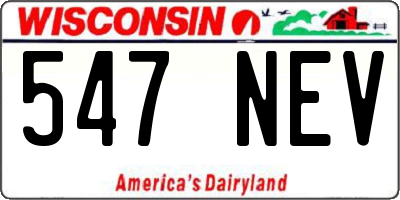 WI license plate 547NEV