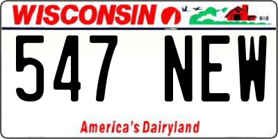 WI license plate 547NEW