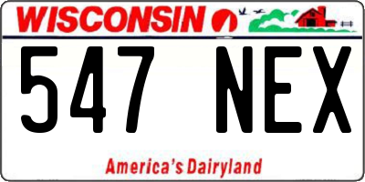 WI license plate 547NEX