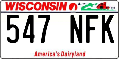 WI license plate 547NFK