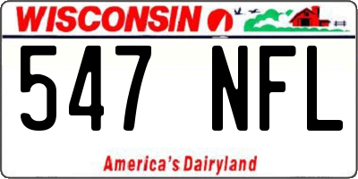 WI license plate 547NFL