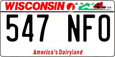 WI license plate 547NFO
