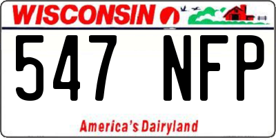 WI license plate 547NFP