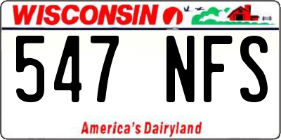 WI license plate 547NFS