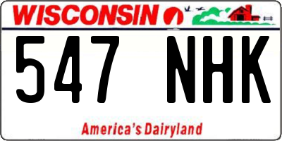 WI license plate 547NHK