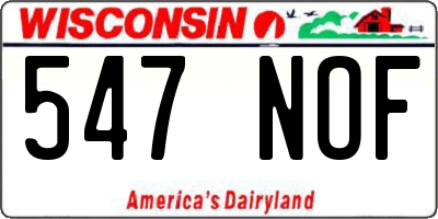 WI license plate 547NOF