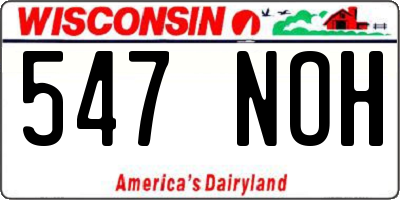 WI license plate 547NOH