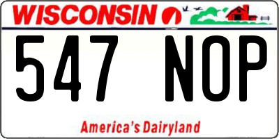 WI license plate 547NOP