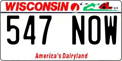 WI license plate 547NOW