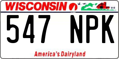 WI license plate 547NPK