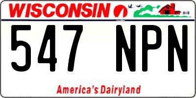 WI license plate 547NPN