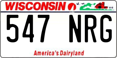 WI license plate 547NRG