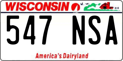 WI license plate 547NSA