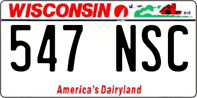 WI license plate 547NSC