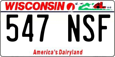 WI license plate 547NSF