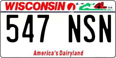 WI license plate 547NSN