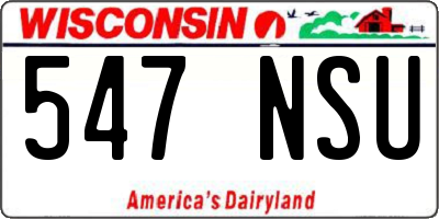 WI license plate 547NSU
