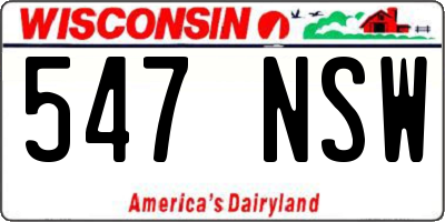 WI license plate 547NSW