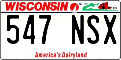 WI license plate 547NSX