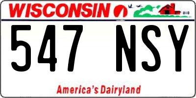 WI license plate 547NSY