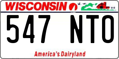 WI license plate 547NTO