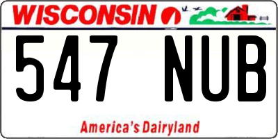 WI license plate 547NUB