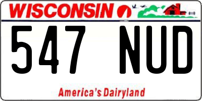 WI license plate 547NUD