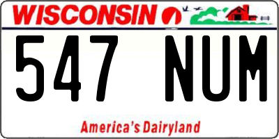 WI license plate 547NUM